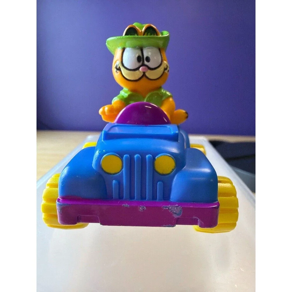 Vintage 1988 McDonalds Garfield Jeep Car Happy Meal‎ Toy Figure